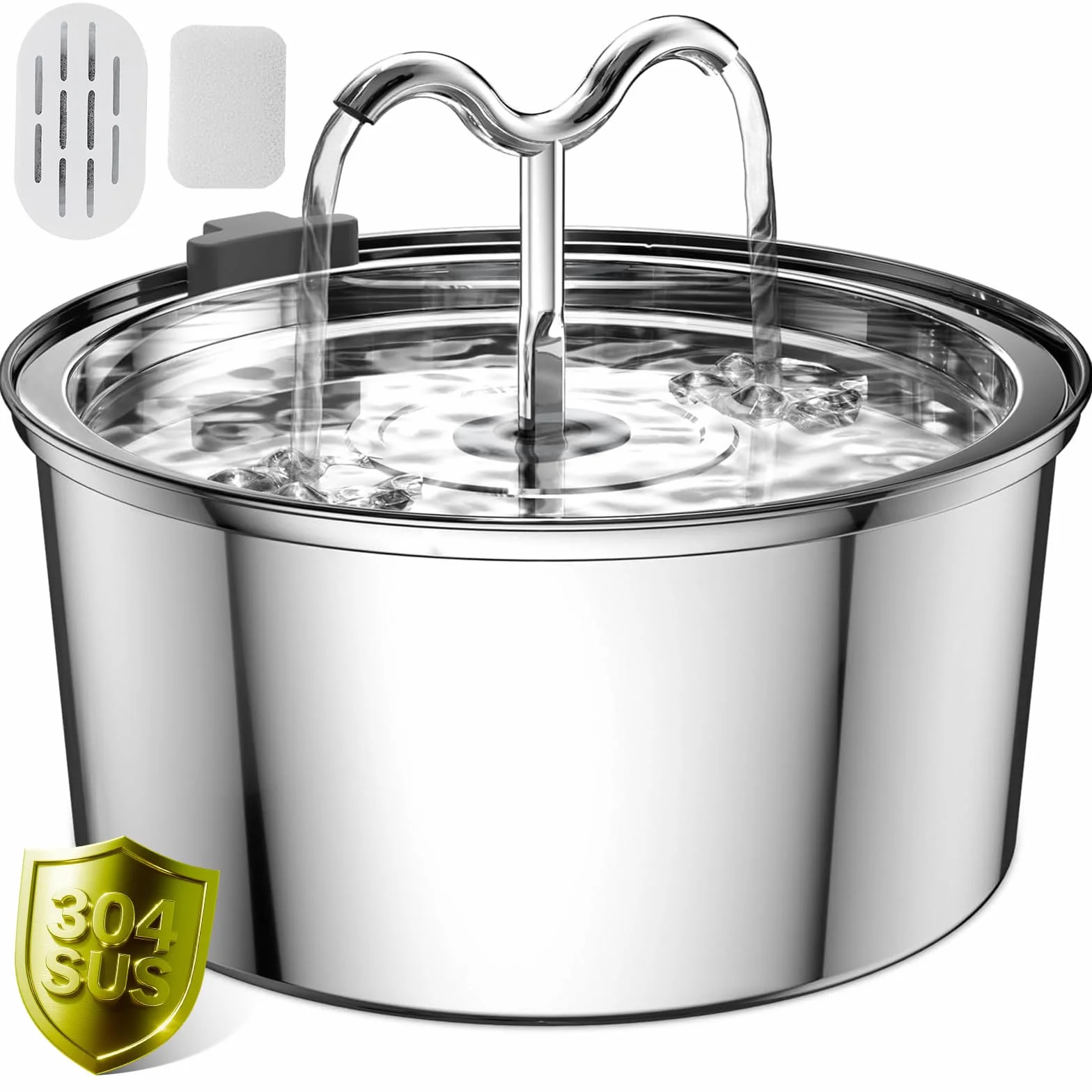 DOOOB Fontanna wodna dla kota, 3,2 l, 3,2 l, dozownik wody dla zwierząt domowych, automatyczny metalowy fontanna do picia dla psów, miska na wodę z 3 wymiennymi filtrami, bardzo cicha pompa i
