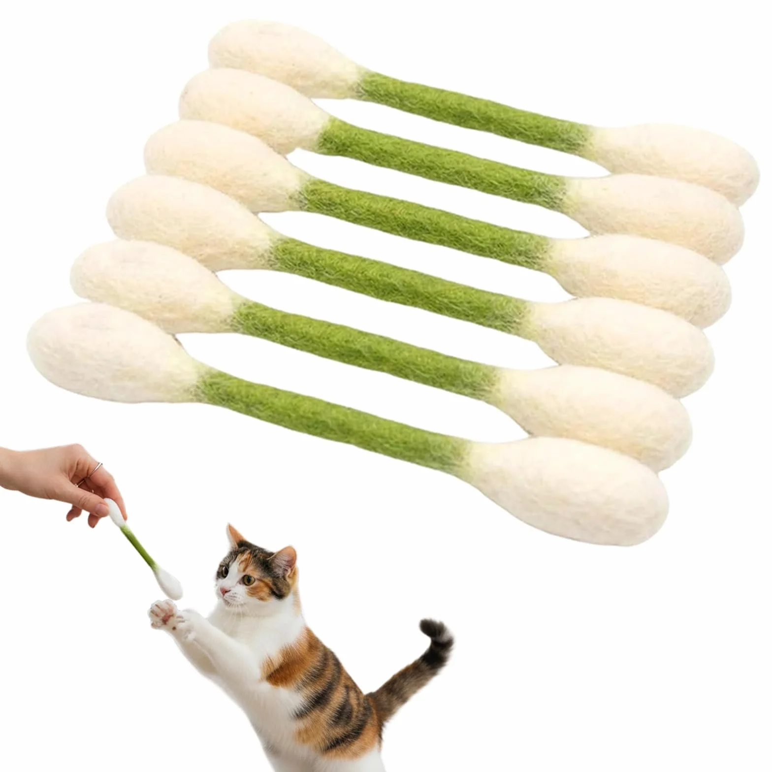 Giant Q Tip zabawka dla kota 6 szt. Wacików interaktywne kocie gry, gryzące zabawki do żucia, filcowa rozrywka, prezent dla miłośników zwierząt