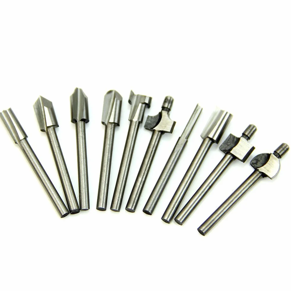 10 sztuk 1/8 cala 3 mm frez mini HSS frez do drewna frezy frezy pilniki kompatybilne z większością zestawów narzędzi obrotowych