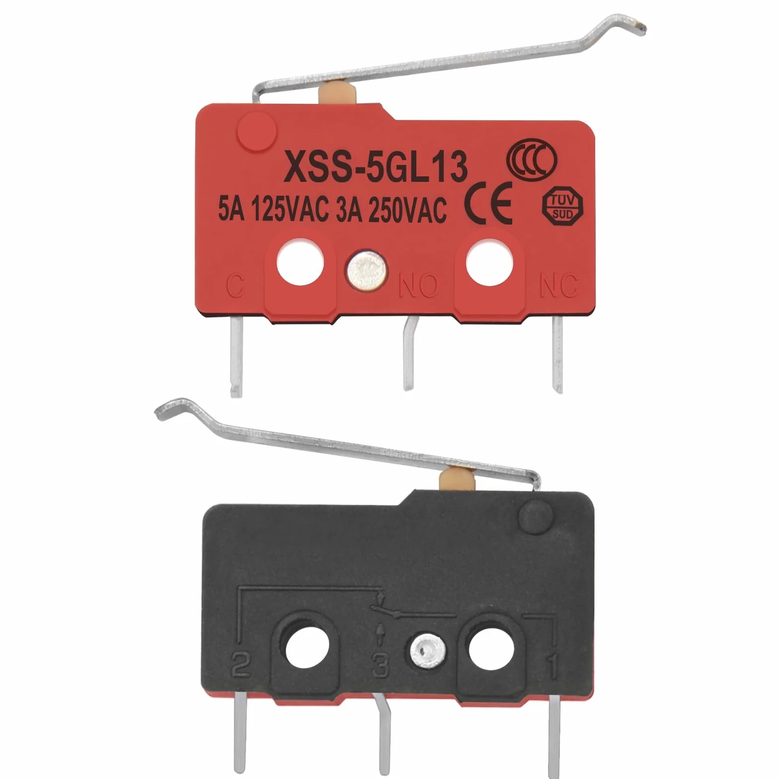 Heschen mini mikroprzełącznik XSS-5GL13 SPDT 3-pinowy 5A 125V AC 3A 250V AC CE TüV 2 sztuki