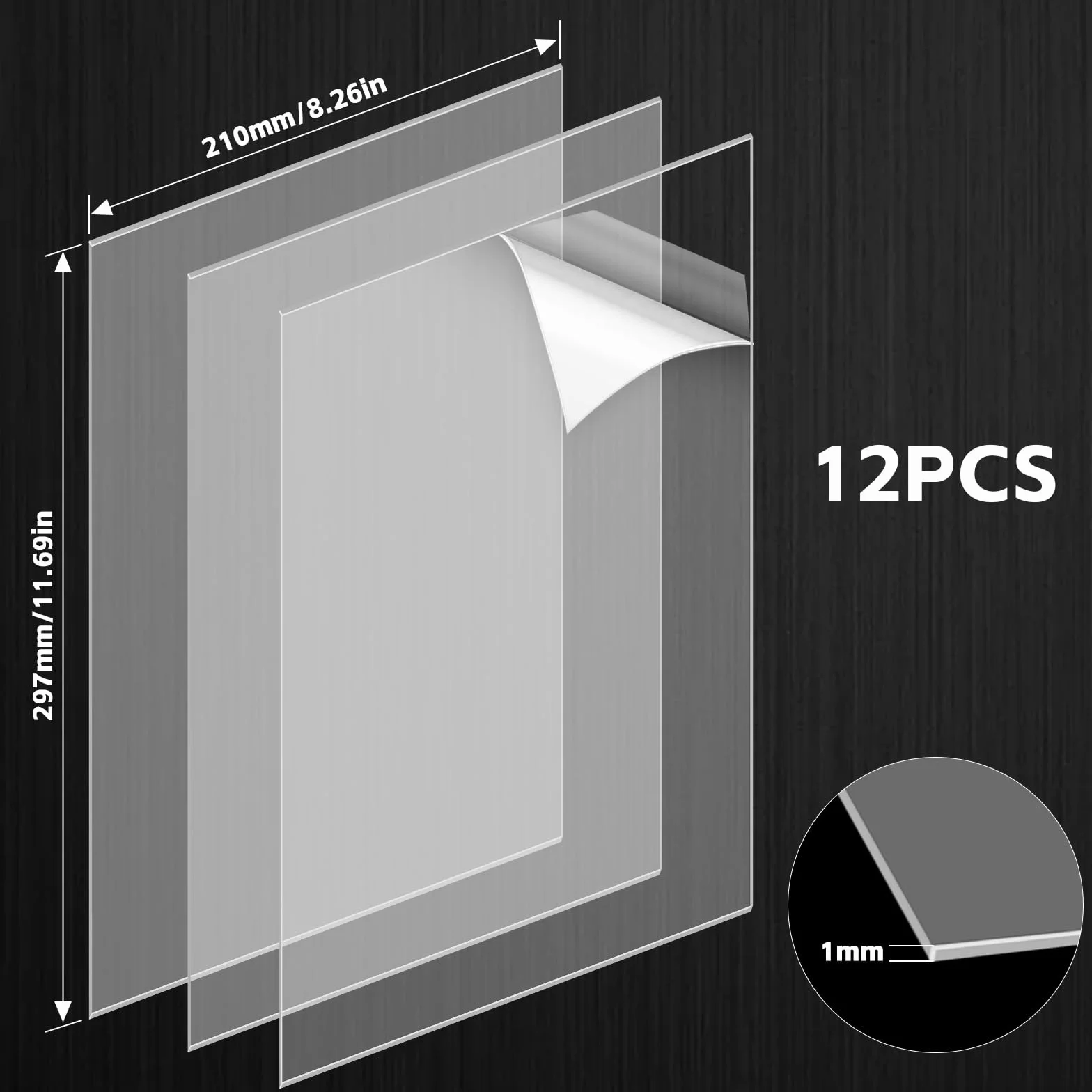 Płyty akrylowe A4 przezroczyste 1 mm 29,7 x 21 cm 12 sztuk